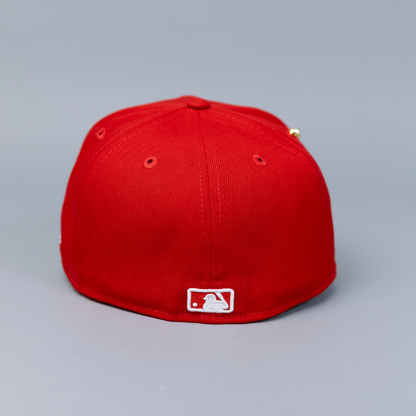 NEW ERA EXCLUSIVE 59FIFTY RED LOS ANGELES DODGERS W/ 2020 WORLD SERIES SIDE PATCH