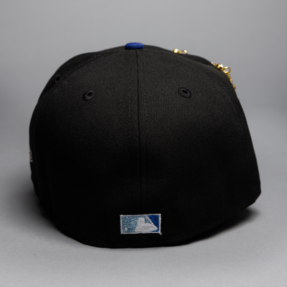 NEW ERA EXCLUSIVE 59FIFTY BLACK/BLUE LOS ANGELES DODGERS W/ EMBROIDERY + 60TH ANNIVERSARY SIDE PATCH
