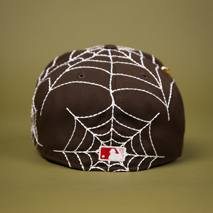 NEW ERA EXCLUSIVE 59FIFTY BROWN LOS ANGELES DODGERS W/ SPIDER WEB + 100TH ANNIVERSARY SIDE PATCH