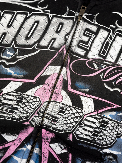 CAP CITY X SHORELINE MAFIA BLACK/COTTON CANDY MEMBERS ONLY ZIP UP HOODIE - UNISEX