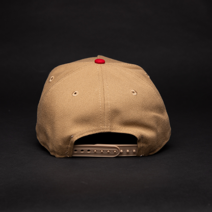 NEW ERA 9FIFTY A-FRAME CAMEL BROWN ANAHEIM ANGELS SNAPBACK W/ 40TH ANNIVERSARY SIDE PATCH