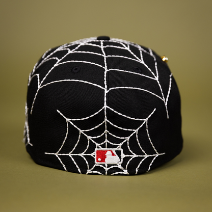 NEW ERA EXCLUSIVE 59FIFTY BLACK LOS ANGELES DODGERS W/ SPIDER WEB + WORLD SERIES CHAMPIONS SIDE PATCH