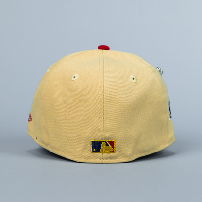 NEW ERA EXCLUSIVE 59FIFTY VEGAS GOLD/ NAVY NEW YORK METS W/ 40TH ANNIVERSARY SIDE PATCH