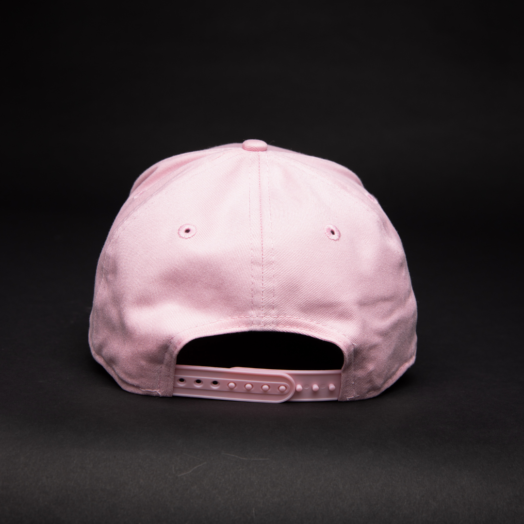 NEW ERA 9FIFTY A-FRAME PINK LOS ANGELES DODGERS SNAPBACK W/ PINK HEART + 60TH ANNIVERSARY SIDE PATCH
