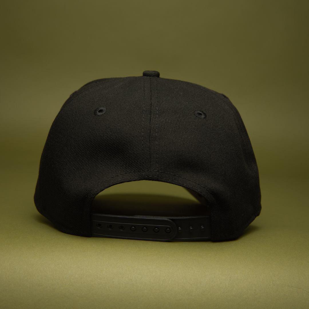 NEW ERA 9FIFTY A-FRAME BLACK ANAHEIM ANGELS SNAPBACK W/ 50TH ANNIVERSARY SIDE PATCH