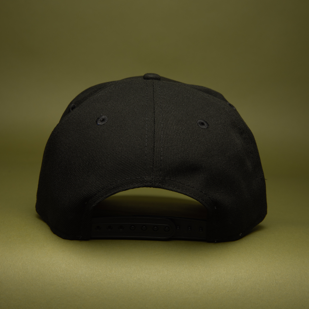 NEW ERA 9FIFTY A-FRAME BLACK LOS ANGELES DODGERS SNAPBACK W/ RED HEART + 50TH ANNIVERSARY SIDE PATCH