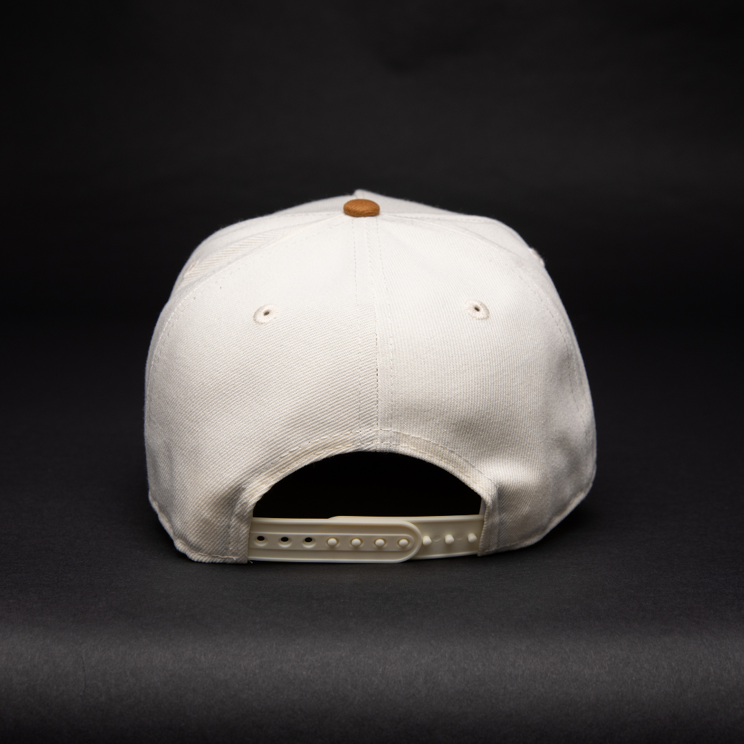 NEW ERA 9FIFTY A-FRAME CHROME/ KHAKI HOUSTON ASTROS SNAPBACK W/ "CELEBRATING 45 YEARS" SIDE PATCH