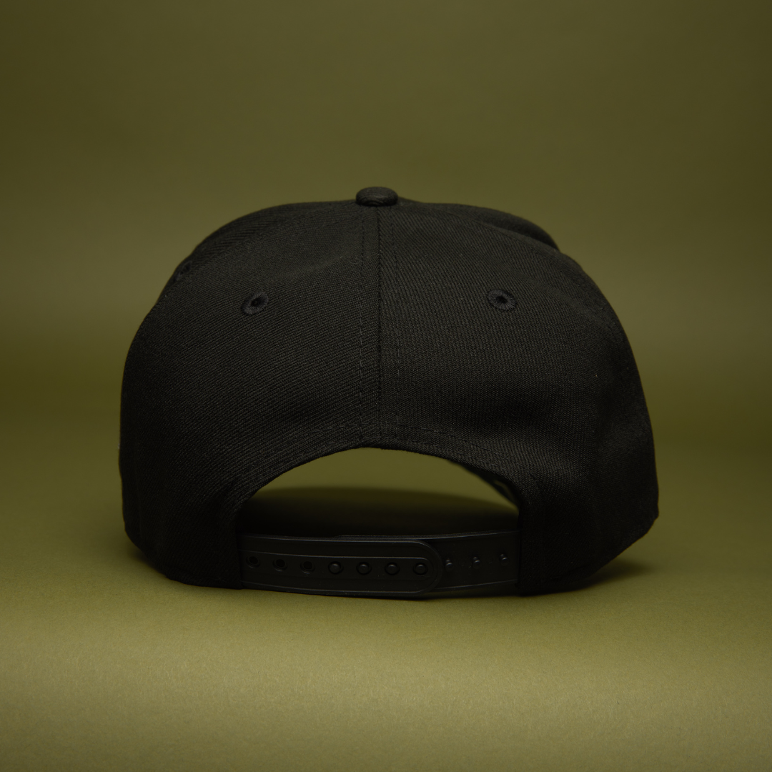 NEW ERA 9FIFTY A-FRAME BLACK LOS ANGELES DODGERS SNAPBACK W/ 50TH ANNIVERSARY SIDE PATCH