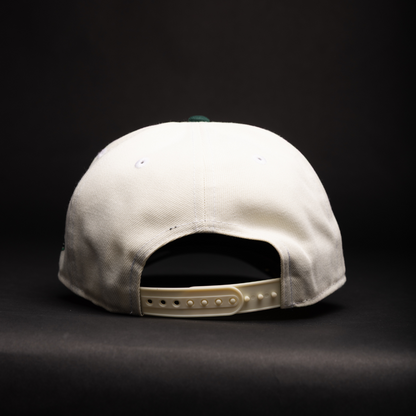 NEW ERA 9FIFTY A-FRAME CHROME/FOREST GREEN LOS ANGELES DODGERS SNAPBACK W/ 100TH ANNIVERSARY SIDE PATCH