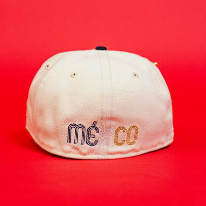 NEW ERA EXCLUSIVE 59FIFTY CHROME/ NAVY MEXICO 2025 WORLD BASEBALL CLASSIC W/ MEXICO FLAG SIDE PATCH