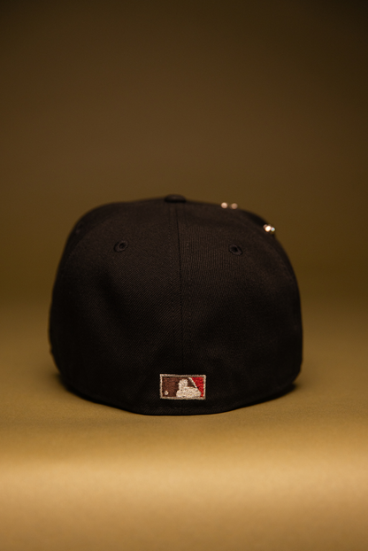 NEW ERA EXCLUSIVE 59FIFTY BLACK LOS ANGELES ANGELS W/ 50TH ANNIVERSARY SIDE PATCH