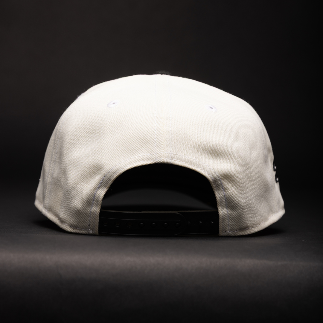 NEW ERA 9FIFTY A-FRAME CHROME/BLACK LOS ANGELES KINGS SCRIPT SNAPBACK W/ 25TH ANNIVERSARY SIDE PATCH