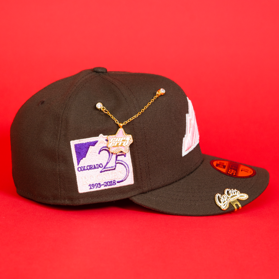 NEW ERA EXCLUSIVE 59FIFTY WALNUT COLORADO ROCKIES W/ 25TH ANNIVERSARY SIDE PATCH