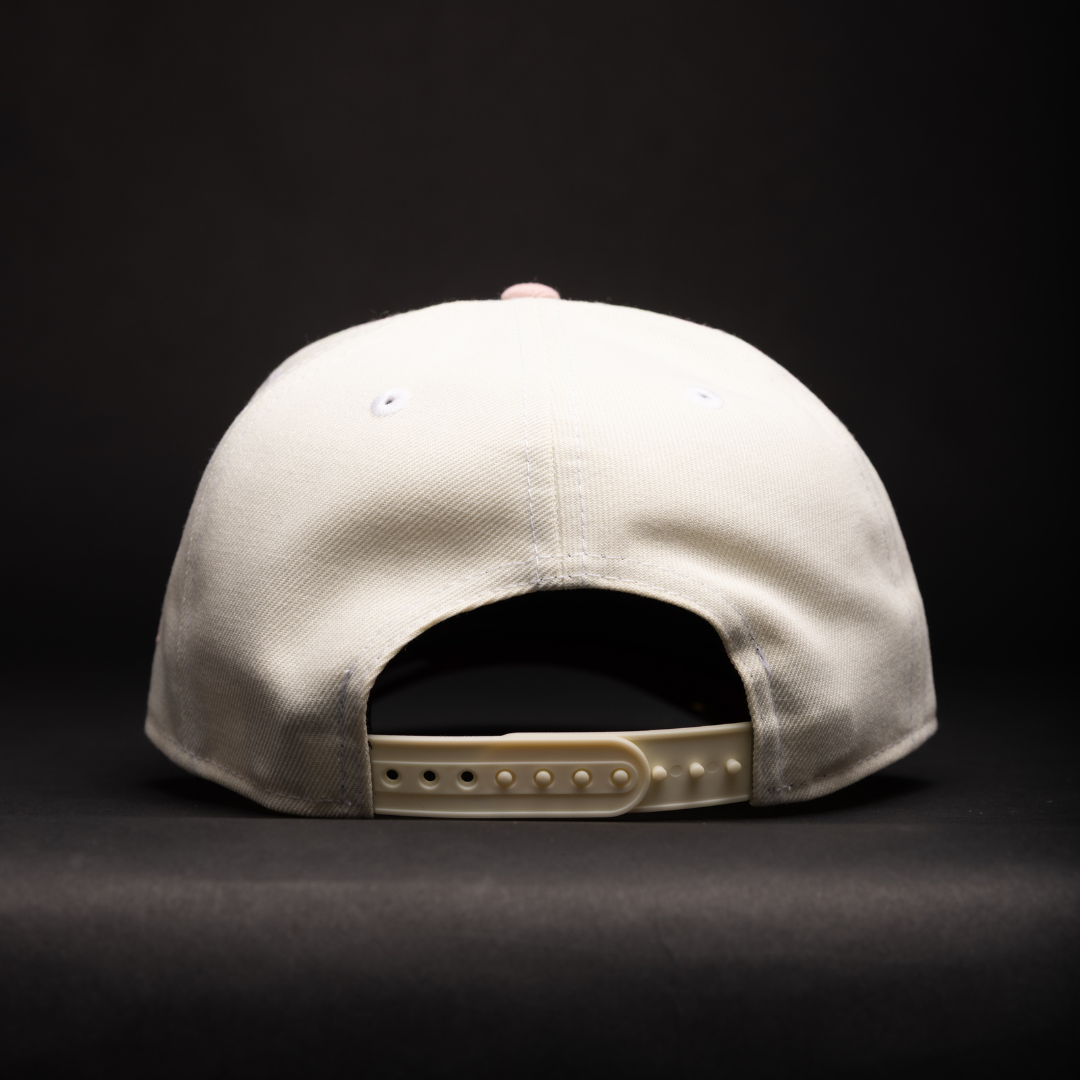 NEW ERA 9FIFTY A-FRAME CHROME/PINK CHICAGO WHITE SOX W/ ROSES + 75TH ANNIVERSARY SIDE PATCH