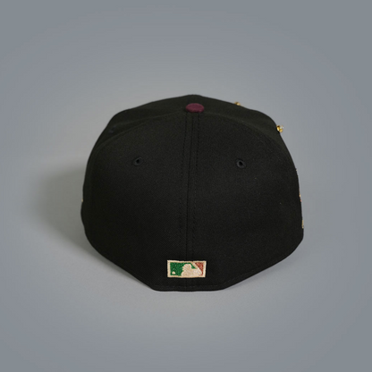 NEW ERA 59FIFTY BLACK/ BURGUNDY ATLANTA BRAVES W/ 1999 WORLD SERIES SIDE PATCH