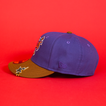 NEW ERA EXCLUSIVE 59FIFTY PURPLE/ KHAKI ANAHEIM ANGELS W/ 40TH ANNIVERSARY PATCH