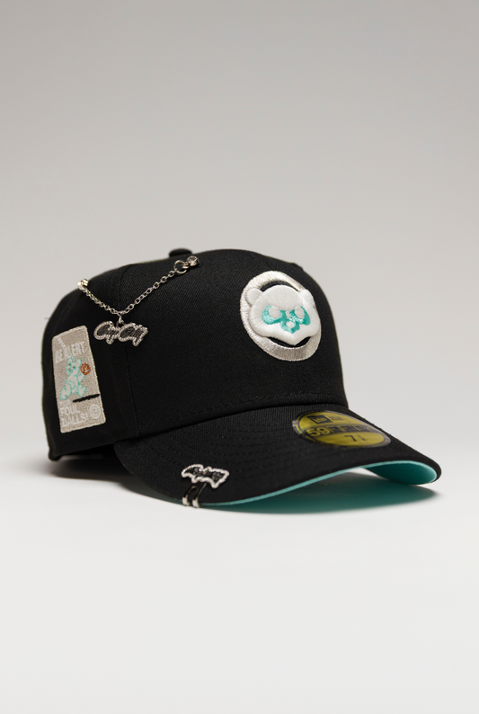 NEW ERA EXCLUSIVE 59FIFTY BLACK CHICAGO CUBS W/ BE ALERT-FOR FOUL SIDE PATCH
