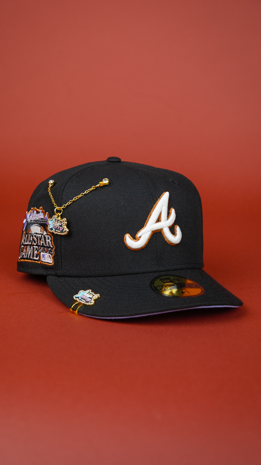 NEW ERA 59FIFTY BLACK ATLANTA BRAVES W/ 2000 ALL STAR GAME SIDE PATCH