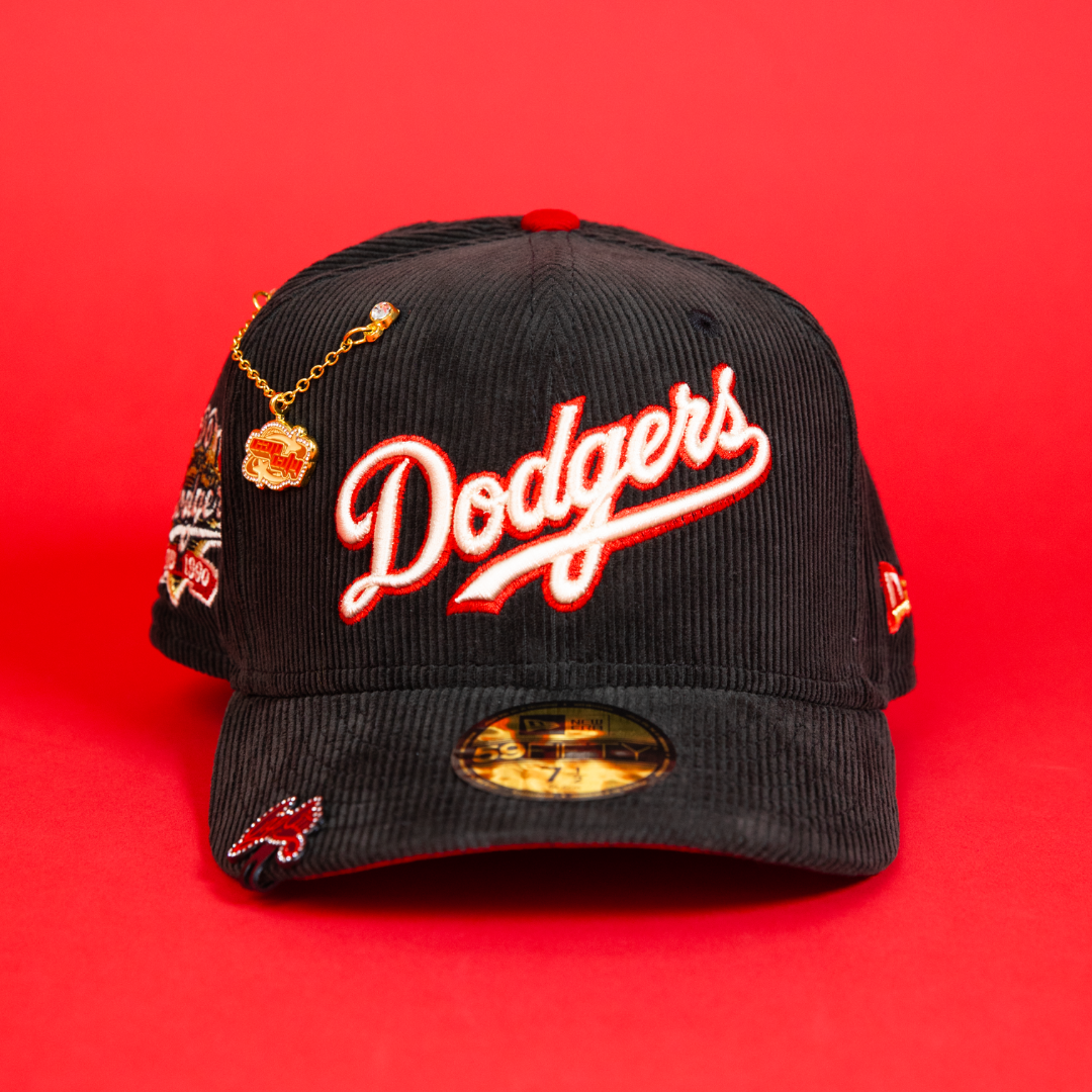 NEW ERA EXCLUSIVE 59FIFTY CORDUROY LOS ANGELES DODGERS SCRIPT W/ 100TH ANNIVERSARY SIDE PATCH