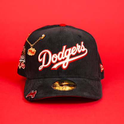 NEW ERA EXCLUSIVE 59FIFTY CORDUROY LOS ANGELES DODGERS SCRIPT W/ 100TH ANNIVERSARY SIDE PATCH
