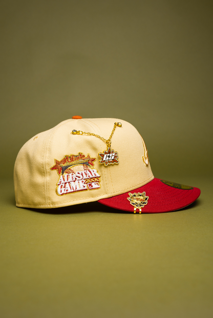 NEW ERA EXCLUSIVE 59FIFTY VEGAS GOLD/MAROON ATLANTA BRAVES W/ 2000 ALL STAR GAME SIDE PATCH
