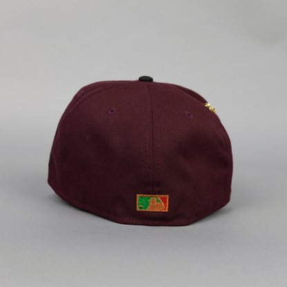 NEW ERA EXCLUSIVE 59FIFTY BURGUNDY/ BLACK SAN DIEGO PADRES W/ 20TH ANNIVERSARY SIDE PATCH