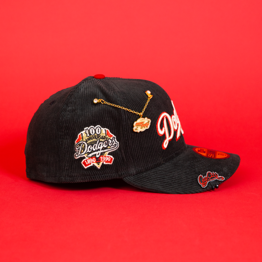 NEW ERA EXCLUSIVE 59FIFTY CORDUROY LOS ANGELES DODGERS SCRIPT W/ 100TH ANNIVERSARY SIDE PATCH