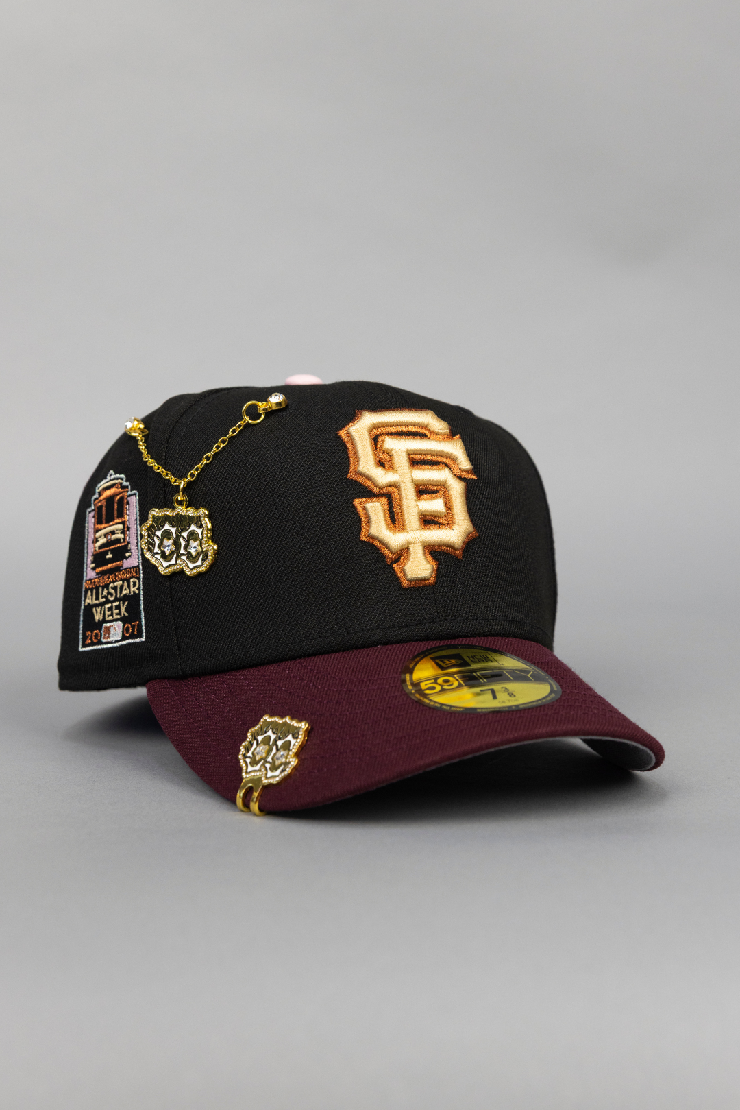 NEW ERA EXCLUSIVE 59FIFTY BLACK/ BURGUNDY SAN FRANCISCO GIANTS W/ ALL STAR WEEK SIDE PATCH