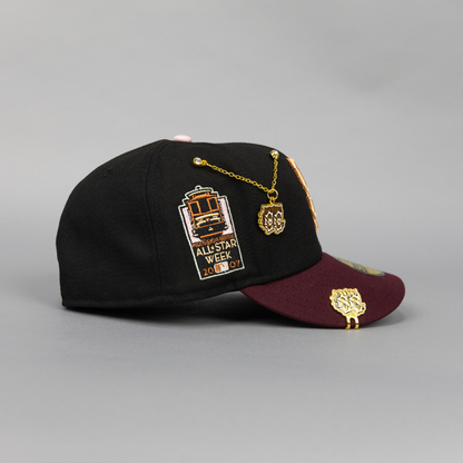 NEW ERA EXCLUSIVE 59FIFTY BLACK/ BURGUNDY SAN FRANCISCO GIANTS W/ ALL STAR WEEK SIDE PATCH