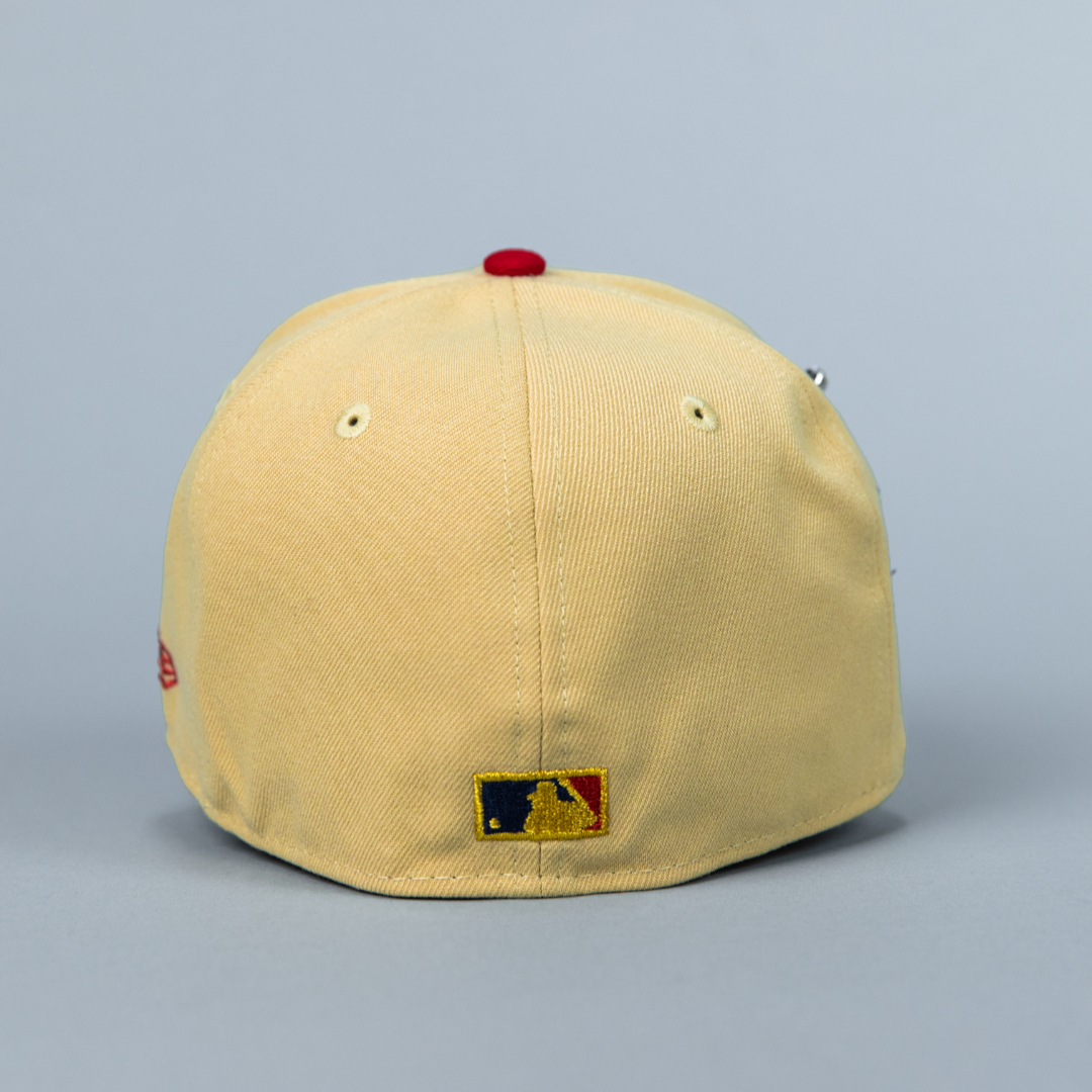 NEW ERA EXCLUSIVE 59FIFTY VEGAS GOLD/ NAVY PITTSBURGH PIRATES W/ ALL STAR GAME SIDE PATCH