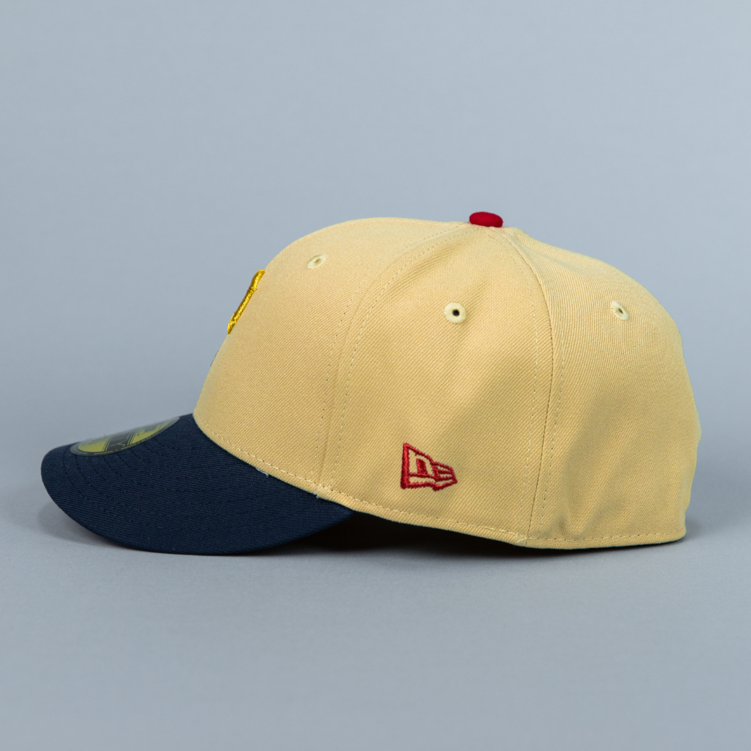 NEW ERA EXCLUSIVE 59FIFTY VEGAS GOLD/ NAVY PITTSBURGH PIRATES W/ ALL STAR GAME SIDE PATCH