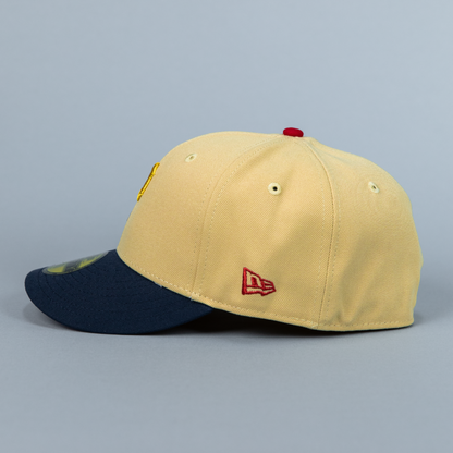 NEW ERA EXCLUSIVE 59FIFTY VEGAS GOLD/ NAVY PITTSBURGH PIRATES W/ ALL STAR GAME SIDE PATCH