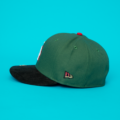 NEW ERA EXCLUSIVE 59FIFTY DARK GREEN/ CORDUROY LOS ANGELES DODGERS W/ 40TH ANNIVERSARY SIDE PATCH