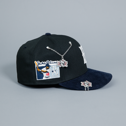 NEW ERA EXCLUSIVE 59FIFTY BLACK/ NAVY CORDUROY BROOKLYN DODGERS W/ "JACKIE ROBINSON" SIDE PATCH