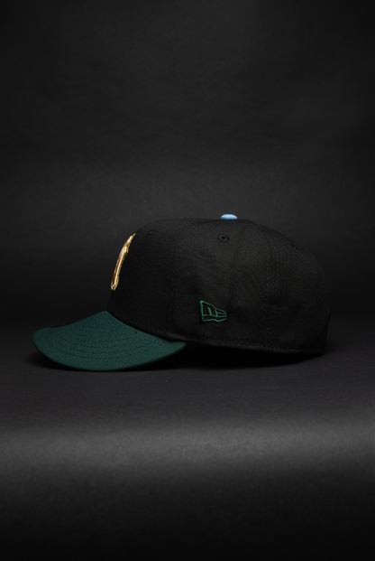 NEW ERA EXCLUSIVE 59FIFTY BLACK/FOREST GREEN NEW YORK YANKEES W/ WORLD SERIES CHAMPIONS SIDE PATCH