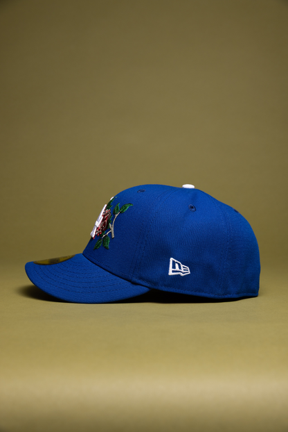 NEW ERA EXCLUSIVE 59FIFTY BLUE LOS ANGELES DODGERS W/ RED ROSE + 1ST WORLD CHAMPIONSHIP SIDE PATCH
