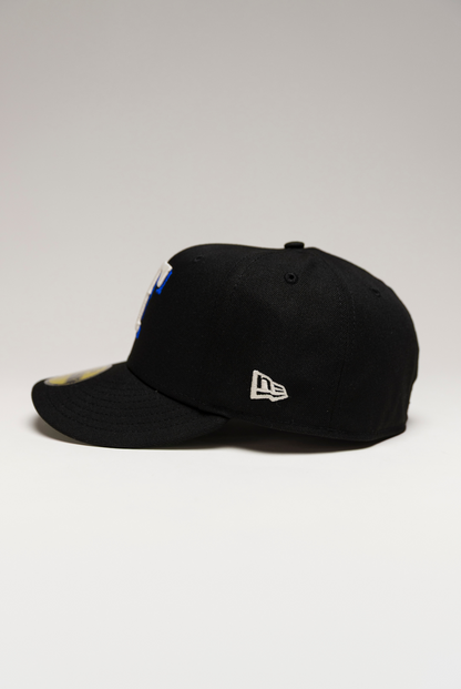 NEW ERA EXCLUSIVE 59FIFTY BLACK TEXAS RANGERS W/ WORLD SERIES SIDE PATCH