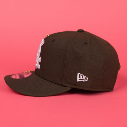 NEW ERA EXCLUSIVE 9FIFTY BROWN LOS ANGELES DODGERS SNAPBACK W/ SHOHEI OHTANI SCRIPT + JAPANESE BLUE BLOSSOM SIDE PATCH