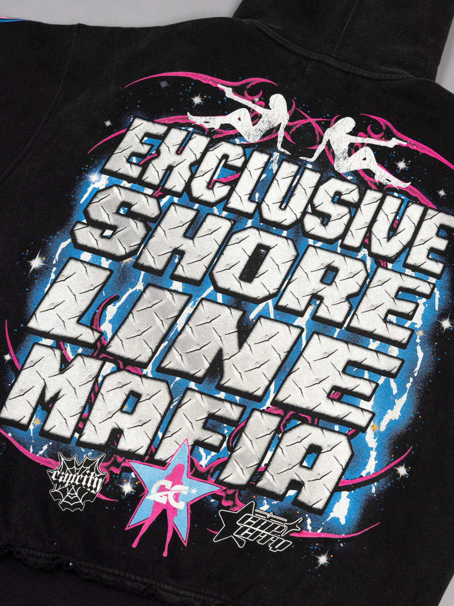 CAP CITY X SHORELINE MAFIA BLACK/COTTON CANDY MEMBERS ONLY ZIP UP HOODIE - UNISEX