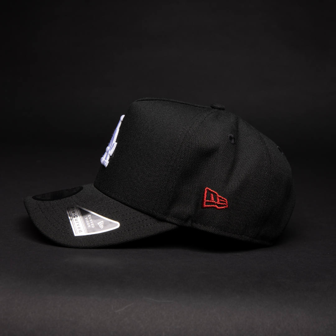 NEW ERA 9FIFTY A-FRAME BLACK LOS ANGELES DODGERS SNAPBACK W/ 40TH ANNIVERSARY SIDE PATCH