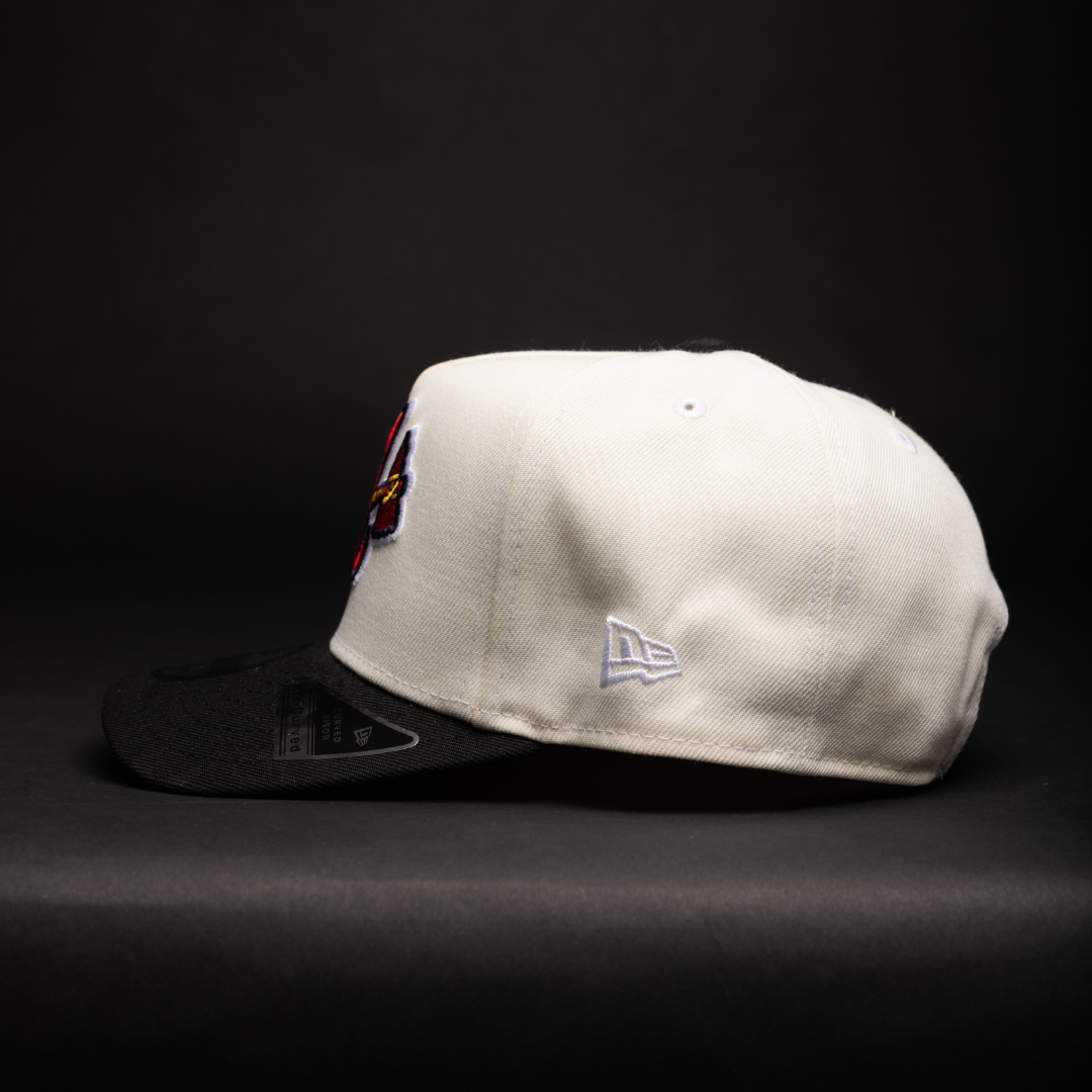 NEW ERA 9FIFTY A-FRAME CHROME/BLACK ATLANTA BRAVES W/ 2017 INAUGURAL SEASON SIDE PATCH