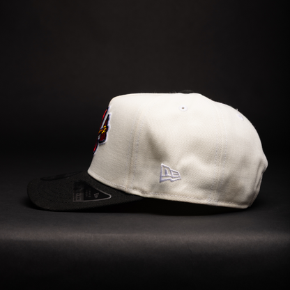 NEW ERA 9FIFTY A-FRAME CHROME/BLACK ATLANTA BRAVES W/ 2017 INAUGURAL SEASON SIDE PATCH