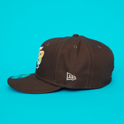 NEW ERA EXCLUSIVE 59FIFTY DARK BROWN TAMPA BAY RAYS W/ 1998 INAUGURAL SEASON SIDE PATCH