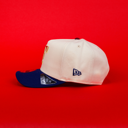 NEW ERA 9FIFTY A-FRAME CHROME/ BLUE TEXAS RANGERS SNAPBACK W/ FINAL SEASON SIDE PATCH
