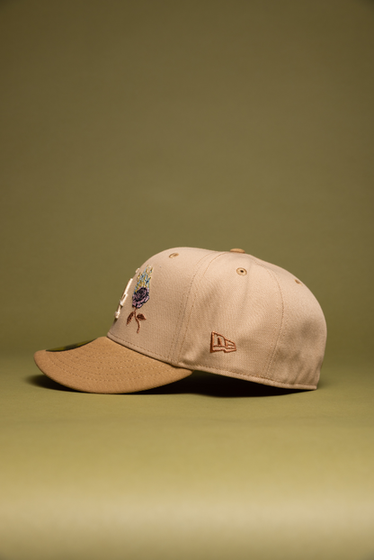 NEW ERA EXCLUSIVE 59FIFTY BEIGE LOS ANGELES DODGERS W/ BURNT ROSES + SHOHEI OHTANI SIDE PATCH