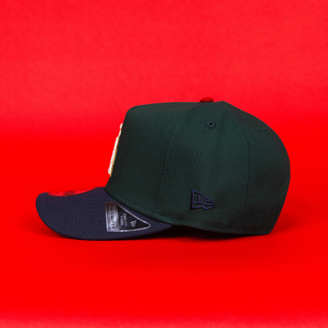 NEW ERA 9FIFTY A-FRAME FOREST GREEN/ NAVY LOS ANGELES DODGERS SNAPBACK W/ TOKYO SERIES SIDE PATCH