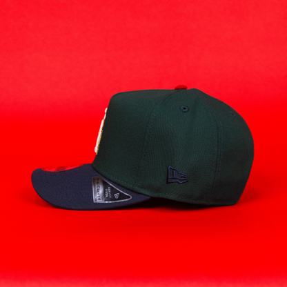 NEW ERA 9FIFTY A-FRAME FOREST GREEN/ NAVY LOS ANGELES DODGERS SNAPBACK W/ TOKYO SERIES SIDE PATCH