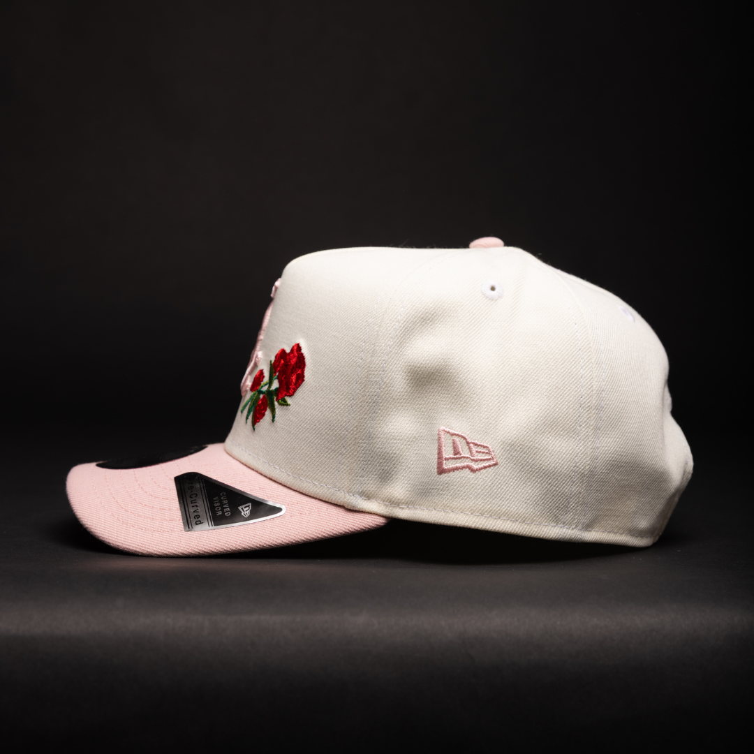 NEW ERA 9FIFTY A-FRAME CHROME/PINK CHICAGO WHITE SOX W/ ROSES + 75TH ANNIVERSARY SIDE PATCH