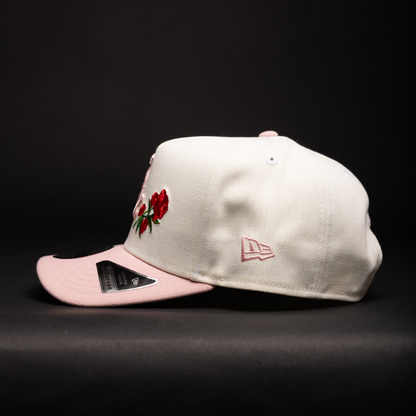 NEW ERA 9FIFTY A-FRAME CHROME/PINK CHICAGO WHITE SOX W/ ROSES + 75TH ANNIVERSARY SIDE PATCH