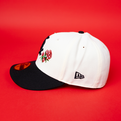 NEW ERA EXCLUSIVE 59FIFTY CHROME/ BLACK CHICAGO WHITE SOX W/ PINK ROSES + WORLD SERIES CHAMPIONS SIDE PATCH